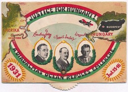 * T3 1931 Justice For Hungary! A Diadalmas óceánrepülés Emlékére. Magyar Sándor Navigátor, Endresz György Pilóta, Szalay - Unclassified