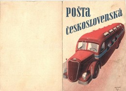 * T2/T3 Posta Ceskoslovenská. Kinyitható Reklámlap Autóposta Bélyegzésekkel / Czechoslovakian Post Automobile. Folding C - Ohne Zuordnung