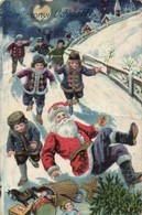 T2/T3 'Karácsonyi Üdvözlet' / Christmas Greeting Postcard, Saint Nicholas, Humour, Litho (EK) - Unclassified