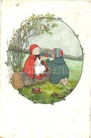 T2/T3 Easter Greeting Postcard, Rabbit, Children, M. M. Nr 1250 S: Pauli Ebner (kopott Sarkak / Worn Corners) - Ohne Zuordnung