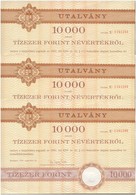 1991. Kárpótlási Jegyről Szóló Utalvány 10.000Ft-os Névértékben (3x) Sorszámkövetők, 'U' Sorozat', Szárazpecséttel T:I,I - Ohne Zuordnung