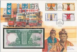 Hong Kong 1986. 10$ Borítékban, Alkalmi Bélyegzésekkel T:I Hong Kong 1986. 10 Dollars In Envelope With Stamps C:UNC - Ohne Zuordnung