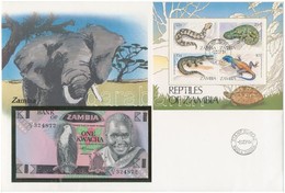 Zambia 1980-1988. 1K Borítékban, Alkalmi Bélyegzésekkel T:I 
Zambia 1980-1988. 1 Kwacha In Envelope With Stamps C:UNC - Non Classificati