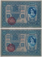 1902. 1000K Piros 'MAGYARORSZÁG' Körbélyegzővel (2x) Mindkettő 'SERIE 1481' T:III 
Adamo K35/B - Ohne Zuordnung