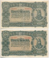 1923. 500K (2xklf) Egyik 'Magyar Pénzjegynyomda Rt.' Nyomdahely Jelöléssel T:III - Ohne Zuordnung