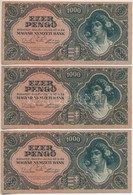 1945. 1000P (3x) Közeli Sorszámok T:I,I- - Sin Clasificación