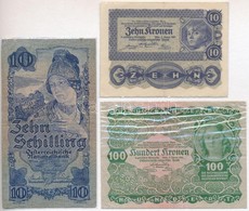 Ausztria 1922-1933. 6db-os Vegyes Bankjegy Tétel, Mindegyik Lezárt Fóliában, Közte 1933. 10Sch T:III,III- Ly. - Non Classés