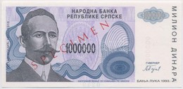 Bosznia-Hercegovina 1993. 1.000.000D 'SPECIMEN' Felülbélyegzéssel T:I
Bosnia And Herzegovina 1993. 1.000.000 Dinara With - Unclassified