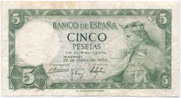 Spanyolország 1954. 5P  T:III
Spain 1954. 5 Pesetas C:F
Krause 146 - Non Classés