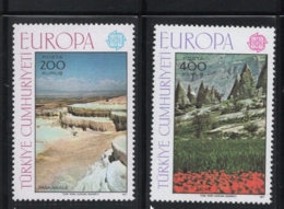 Turkey 1977 Cept Landscapes Tourisme 2 Vaku MNH, Calcium Carbonate - Pamukkale Terrasses,  Pyramids Of Zelva T77-04 - 1977