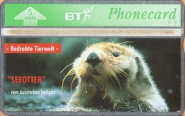 United Kingdom - BTO-016, "Seaotter" Sea Otter, Wildlife, 5 U, 5000ex, 2/93, Mint - BT Overseas Issues