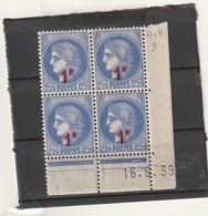 FRANCE Coin Daté  ** N° 487 Cérés Bleue Surchargée - 1930-1939