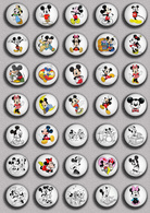 Mickey And Minnie BADGE BUTTON PIN SET 11 (1inch/25mm Diameter) 175 DIFF - Pin's