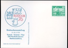 DDR PP16 D2/051 Privat-Postkarte DRUCKVERSCHIEBUNG Ausstellung Rostock 1976 - Cartes Postales Privées - Neuves