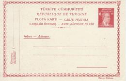 Turchia Turkey 1940 Carte Postale , Postal Card , Ataturk 6K ,unused - Cartas & Documentos