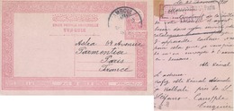Turchia Turkey Ottomano Ottoman 1910, Carte Postale , Postal Card Value 20P , From Istanbul To Paris France - Lettres & Documents