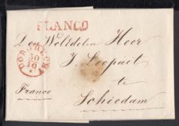 Pays-Bas 1840 - Précurseur "DORDRECHT " + FRANCO En Rouge Vers Schiedam (6G24546) DC0894 - ...-1852 Precursori