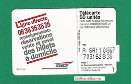 VARIÉTÉS FRANCE TÉLÉCARTE 11 / 1996  SNCF LIGNES DIRECTES  F697  970. JG PUCE SO3     50 UNITÉ UTILISÉE - Variétés