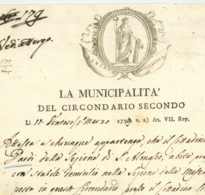 Republique Cisalpine 1799 Dipartimento Del Reno Municipalita Del Circondario Secondo San Almasio Vignette En-tete - Documents Historiques
