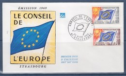 = Enveloppe 1er Jour N°S31 Et S35 Strasbourg Le 22 Mars 1969 Conseil De L'Europe - Europese Instellingen