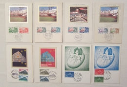 CARTE MAXIMUM - Lot De 8 Cartes 1978-85 Conseil De L'Europe 6 Sur Soie - Strasbourg - Colecciones & Series
