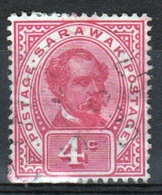 Sarawak 1899 Single Four Cent Rose Carmine Stamp. - Sarawak (...-1963)