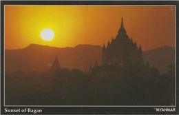 Myanmar 2018 Landscape/Views Postcard — Sunset Of Bagan (beautiful Stamp And Special Postmark At Back) - Myanmar (Birma)