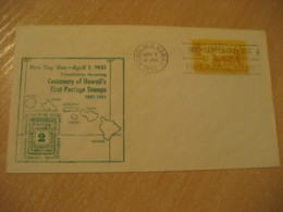 HONOLULU 1951 Centenary Of First Postage Stamps HAWAII Cancel Cover USA - Hawaï