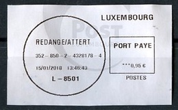 Luxembourg - Luxemburg EMA 2018 Vignette Du 15/01/2018 De 0,95€ (o) - Redange - Macchine Per Obliterare (EMA)