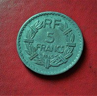 FRANCE 5 FRANCS LAVRILLIER 1945  ALU (B1 -22) - J. 5 Francos