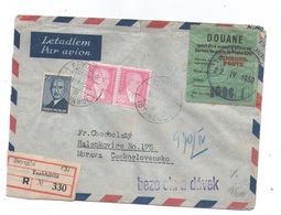 Year 1950 - Registered Letter In Czechoslovakia, Customs Control, Many Cancellation, NICE!!! - Brieven En Documenten