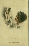 HARRISON FISCHER SIGNED 1910s POSTCARD - WOMAN & DOG - EDIT REINTHAL & NEWMAN N.385 ( BG35) - Fisher, Harrison