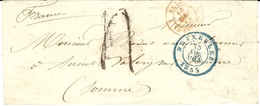 1853- Enveloppe En Port Du De BRUXELLES  Taxe 4 D; Pour La France - 1849-1865 Medaillons (Varia)