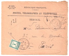 FONTENAY En PARISIS Seine Oise Ob 1932 FB04 Devant Enveloppe 819 Recommandée Valeurs Non Recouvrées Taxe 1F Vert Yv 60 - 1859-1959 Lettres & Documents