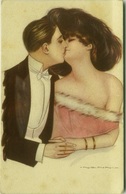 NANNI SIGNED 1910s  POSTCARD - COUPLE KISSIN - N. 412-1 ( BG44) - Nanni