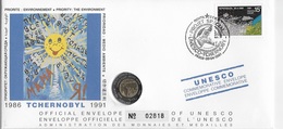 Enveloppes Officielle Monnaie De Paris 1er Jour D'émission Unesco - Expositions Philatéliques