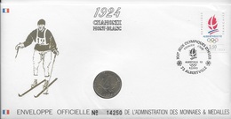 Enveloppes Officielle Monnaie De Paris 1er Jour D'émission Albertville Sous Blister - Expositions Philatéliques