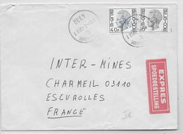 BELGIQUE - 1979 - ENVELOPPE Par EXPRES De GRACE - HOLLOGNE => CHARMEIL (FRANCE) - Covers & Documents