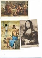 PICASSO VERONESE LEONARD DE VINCI LOT 3 CARTES  JOCONDE PELERINS D EMMAUS ET JEUNE FILLE 2 NON ECRITES - Picasso