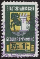 Heimat SH Schafhausen 1Fr. Fiscalmarke Gestempelt - Steuermarken