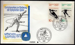 Germany Bonn1971 / Olympic Games Sapporo 1972 / Alpine Skiing / Speed Skating / Figure Skating / Jump Skiing / FDC - Winter 1972: Sapporo