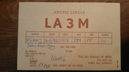 Carte QSL - Arctic Circle - LA3M - Cercle Arctique - The Mo Society Of NRRL, Norway - Radio Amatoriale