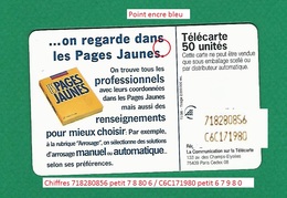 VARIÉTÉS FRANCE TÉLÉCARTE 11 / 1996 F708 980 PUCE SC7 PAGES JAUNES  50 UNITÉ UTILISÉE - Fehldrucke