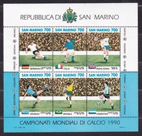 1990 San Marino Saint Marin MONDIALI Di CALCIO ITALIA 90 WORLDCUP Foglietto MNH** Souv. Sheet - 1990 – Italie