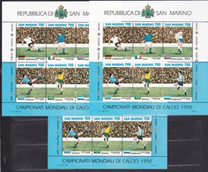 1990 San Marino Saint Marin MONDIALI Di CALCIO ITALIA 90 WORLDCUP 3 Foglietti MNH** 3 Souv. Sheets - 1990 – Italie