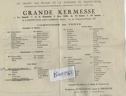 VP13.485 - ROUEN 1935 - Programme - Kermesse Au Profit Des Ecoles De La Paroisse Du Sacré - Coeur - Programma's