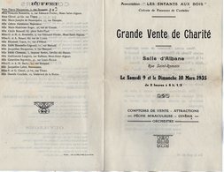 VP13.487 - ROUEN 1935 - Programme - Association ¨LES ENFANTS AUX BOIS ¨ - Grande Vente De Charité ...... - Programmi