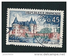 N° 1313 Sully Sur Loire Le Château  Oblitéré Rond Timbre France 1961 Variété Château Bleu - Usados