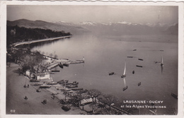 CARTE PHOTO, SUISSE,HELVETIA,SWISS,SCHWEIZ,SVIZZERA,SWITZERLAND,VAUD,LAUSANNE,OUCHY,VUE AERIENNE RARE - Lausanne