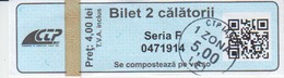 Romania Iasi 2 Trips Transportation Ticket For Bus And Tramway, Used - Europa